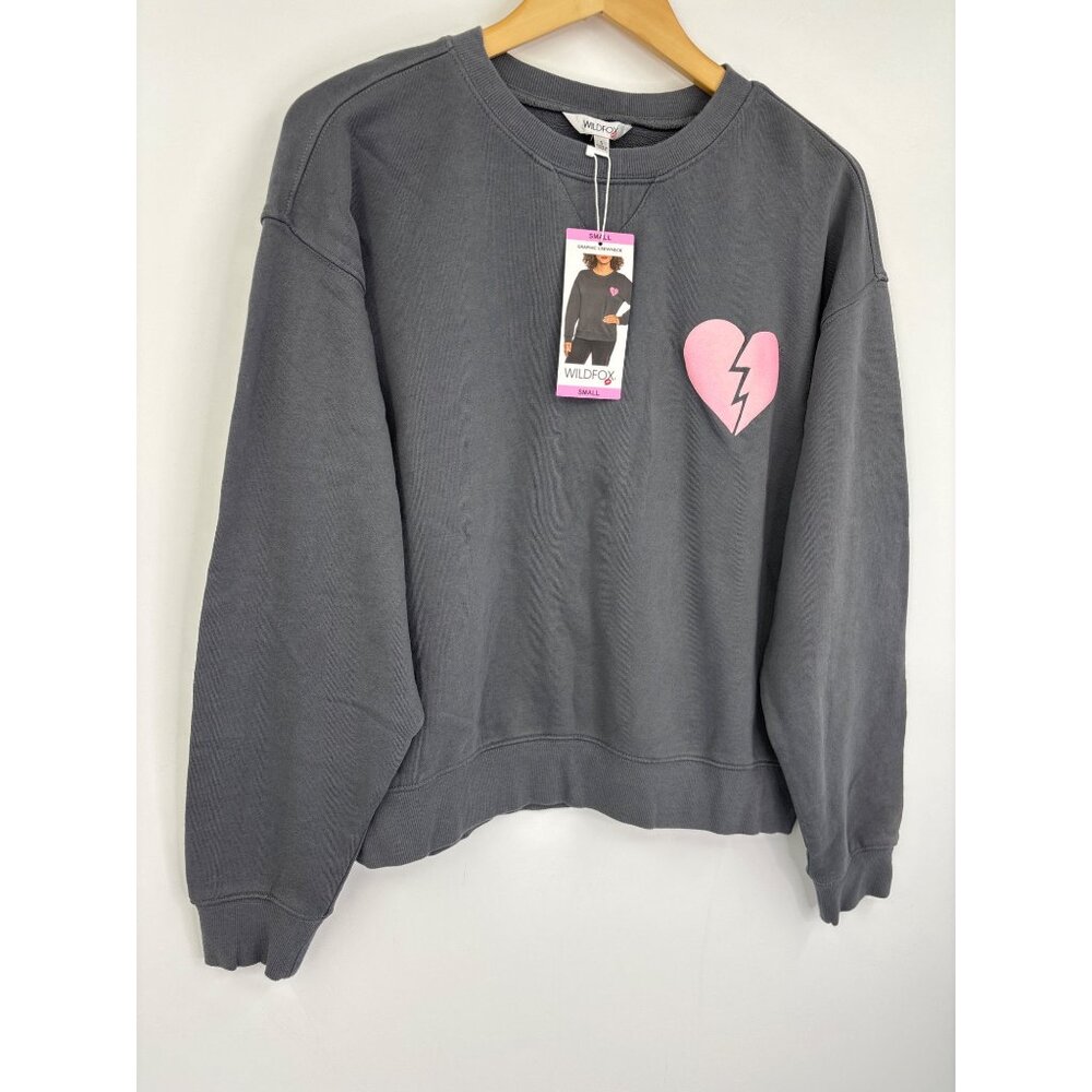 Wildfox I Wish It Was Saturday Crewneck Gray Pink Sweatshirt Small NEW - Picture 3 of 6